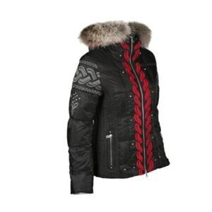 $2600 Bogner Gala D Down Feather Black Ski Snow Jacket Embroidery Fur 8 / 38 M